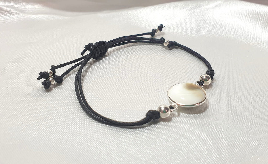 Shiva Eye Scallop Sea Shell Bracelet Sterling Silver 925, Summer Surf Beach Jewelry, Mermaid Bracelet