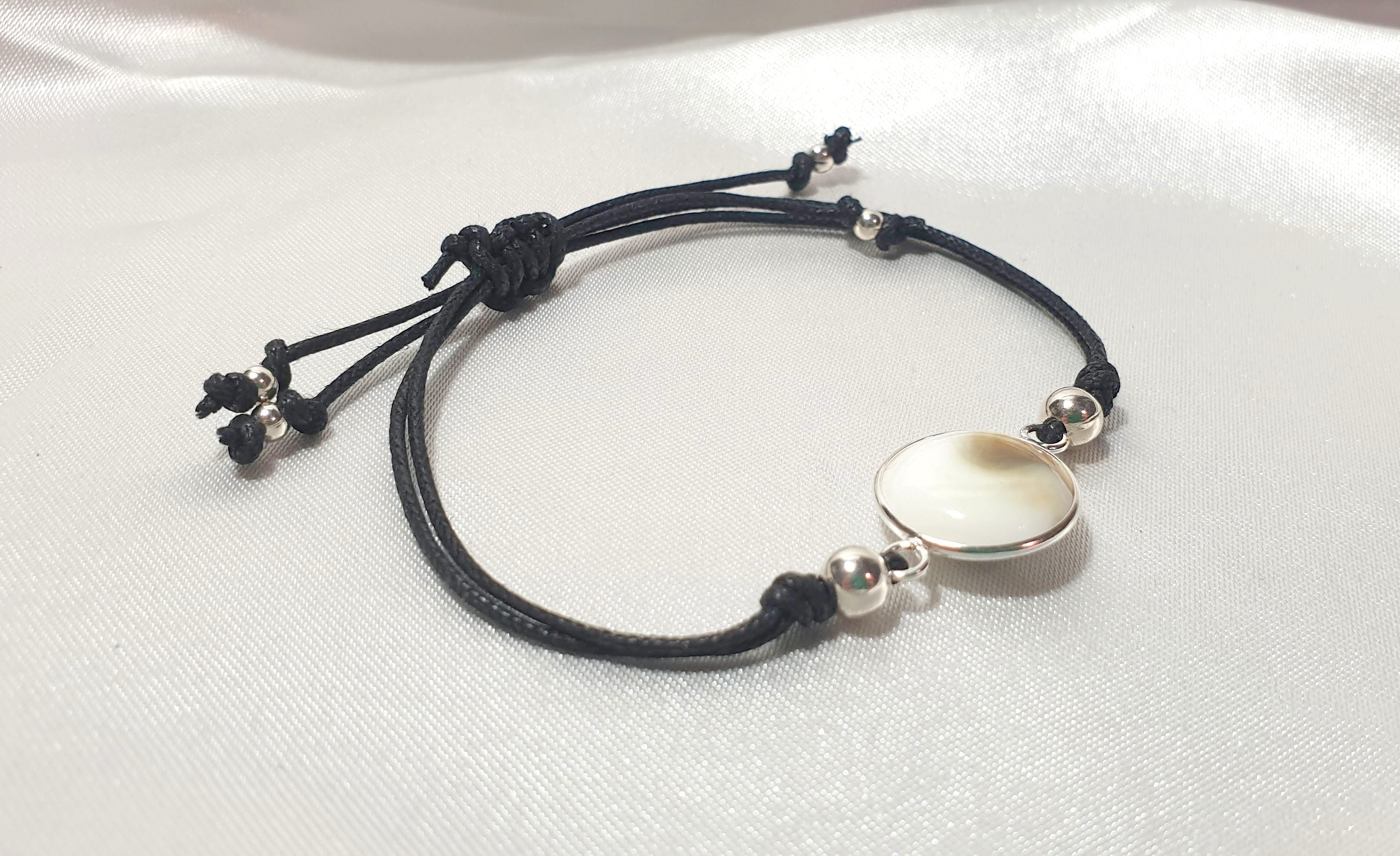 Shiva Eye Scallop Sea Shell Bracelet Sterling Silver 925, Summer Surf Beach Jewelry, Mermaid Bracelet