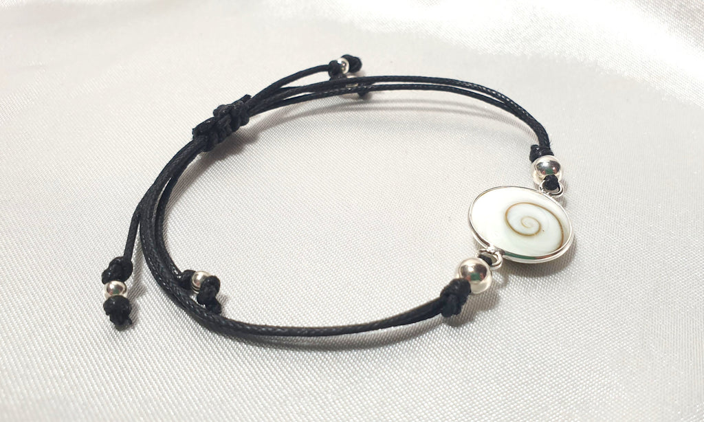 Shiva Eye Scallop Sea Shell Bracelet Sterling Silver 925, Summer Surf Beach Jewelry, Mermaid Bracelet
