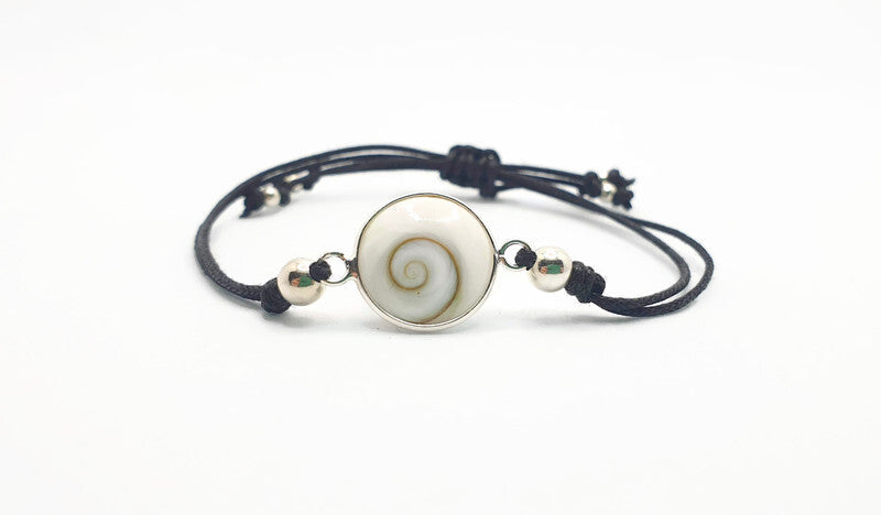 Shiva Eye Scallop Sea Shell Bracelet Sterling Silver 925, Summer Surf Beach Jewelry, Mermaid Bracelet