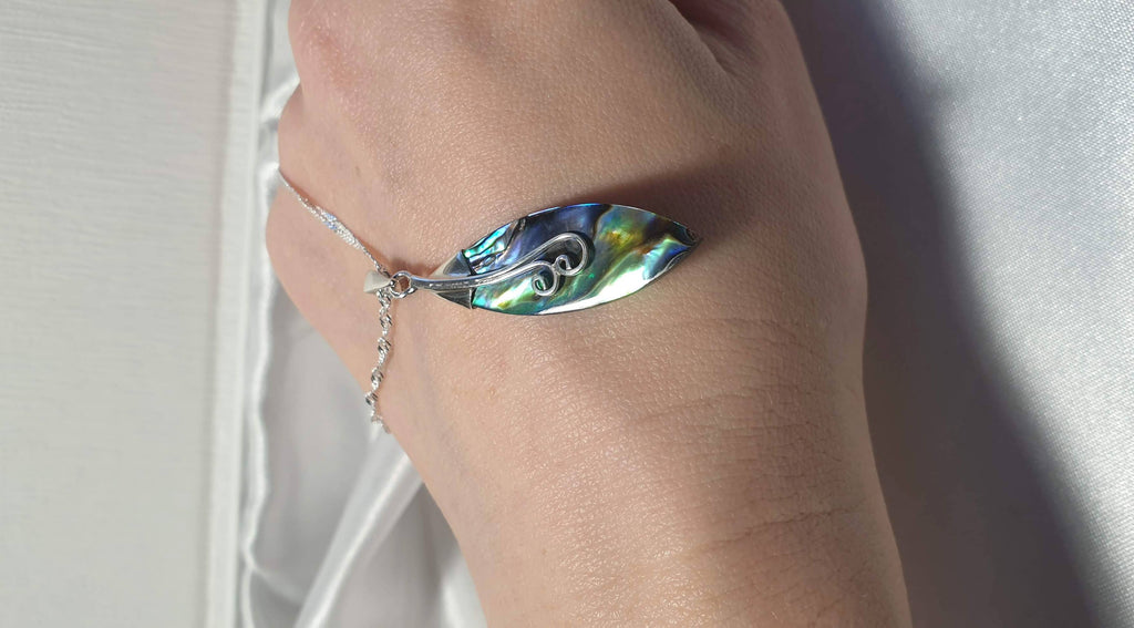 Abalone Shell Pendant Necklace, Handmade Silver Drop Necklace, Blue Green Iridescent Shell Jewelry, Ocean Inspired Jewelry for her
