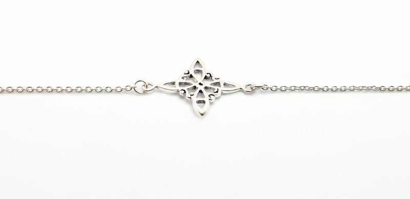 Sterling Silver Witch's Knot Bracelet, Dainty Minimalist Chain Jewelry, Protection Amulet