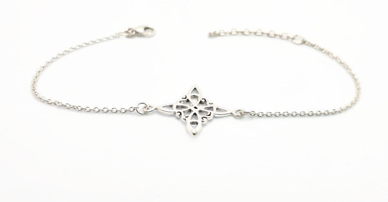 Sterling Silver Witch's Knot Bracelet, Dainty Minimalist Chain Jewelry, Protection Amulet