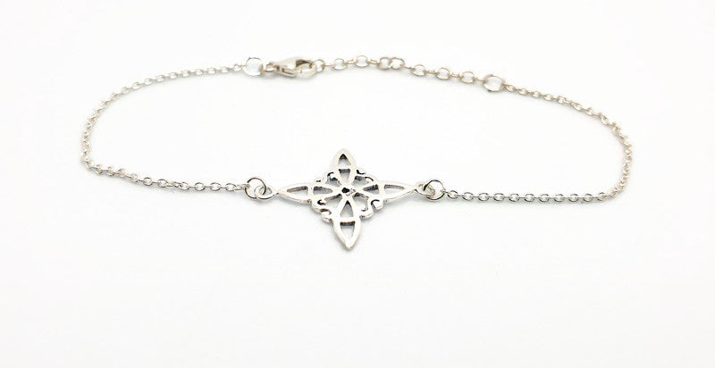 Sterling Silver Witch's Knot Bracelet, Dainty Minimalist Chain Jewelry, Protection Amulet