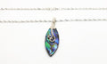 Abalone Shell Pendant Necklace, Handmade Silver Drop Necklace, Blue Green Iridescent Shell Jewelry, Ocean Inspired Jewelry for her