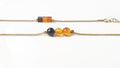 Baltic Amber Bracelet – Minimalist Gold Plated Silver Link with Multicolor Amber Beads