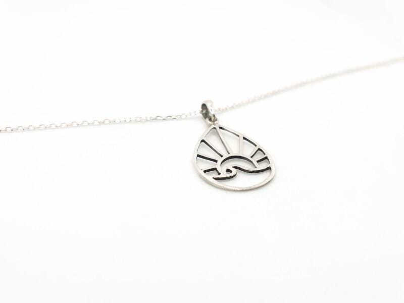 Sterling Silver Necklace – Boho Sun Necklace With Wave Pendant Jewelry & Sunburst Design