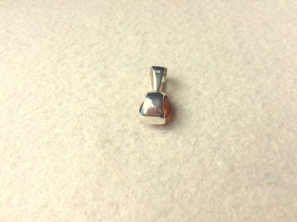 Cognac Baltic Amber Pendant – Faceted Amber Jewelry With Sterling Silver Pendant
