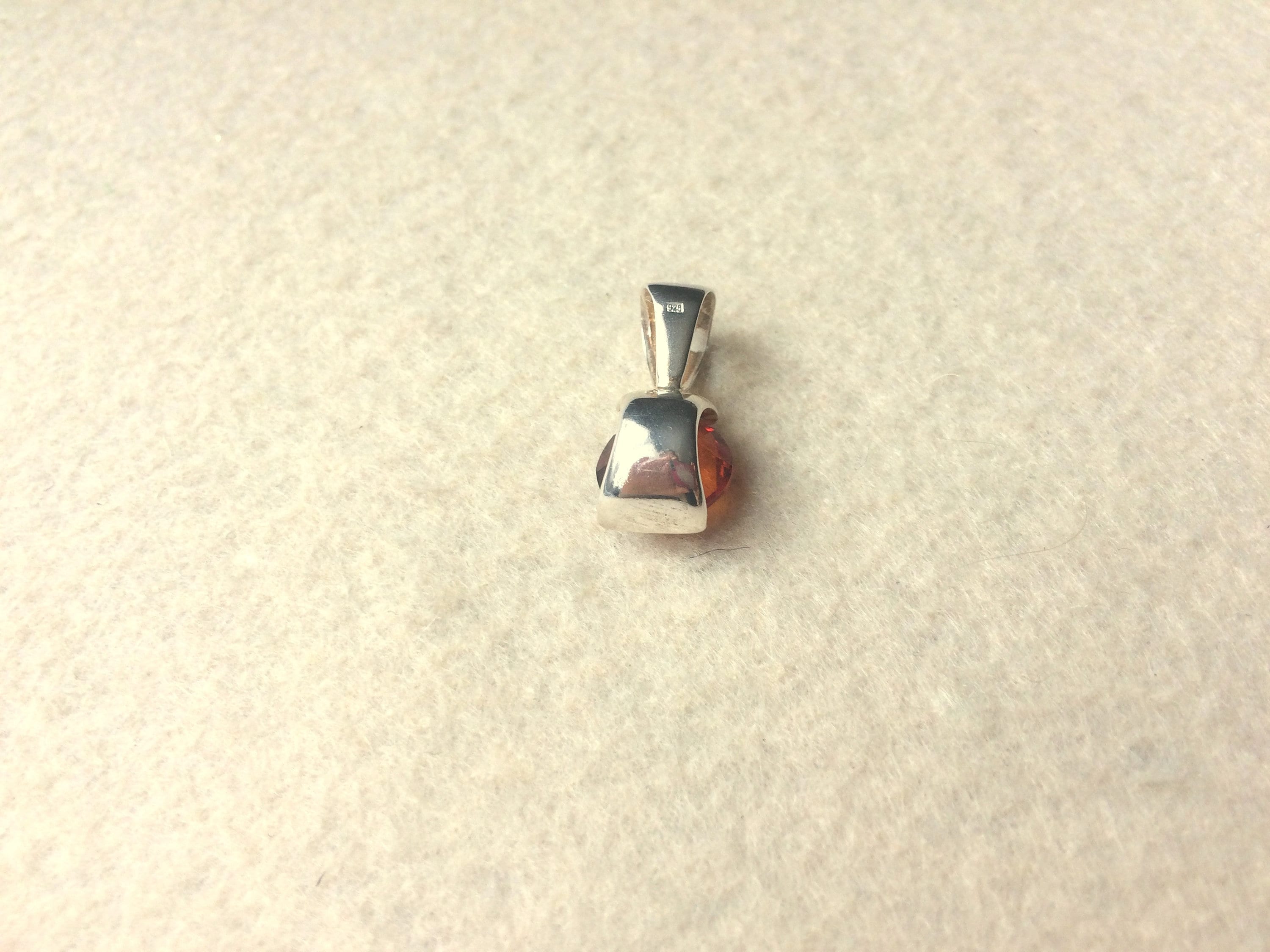 Cognac Baltic Amber Pendant – Faceted Amber Jewelry With Sterling Silver Pendant