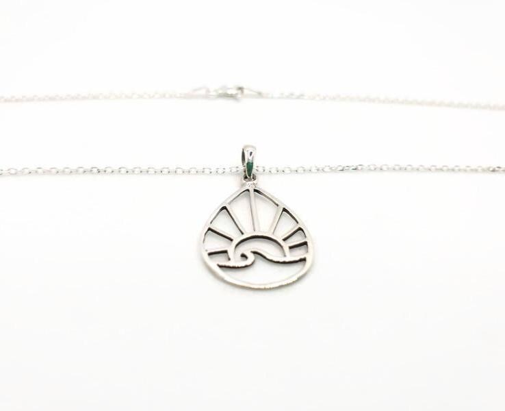 Sterling Silver Necklace – Boho Sun Necklace With Wave Pendant Jewelry & Sunburst Design