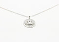 Lotus Flower Sterling Silver 925 Pendant Chain Necklace, Circle Mandala Floral Yoga Necklace