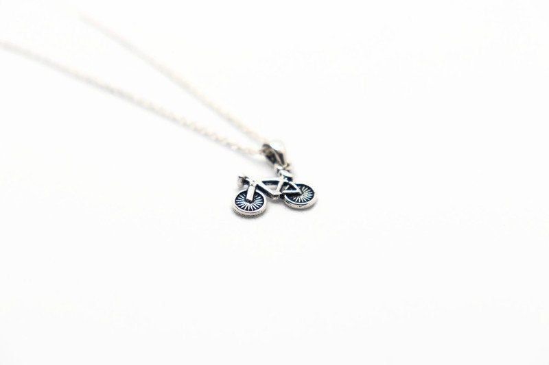 Bike Necklace Silver | Dainty Layered Necklace With Bicycle Charm Pendant & Cycling Jewelry Gift
