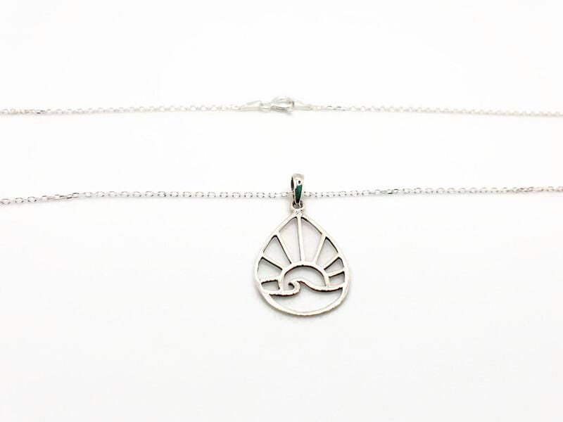 Sterling Silver Necklace – Boho Sun Necklace With Wave Pendant Jewelry & Sunburst Design