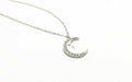Sterling Silver Crescent Moon Necklace: Zircon Celestial Pendant