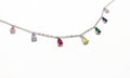 Sterling Silver Necklace | Multicolor Cubic Zirconia Teardrop Pendant - Adjustable Length