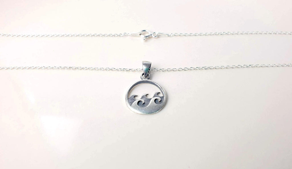 Silver Wave Necklace – Sterling Silver Pendant With Nautical Jewelry Charm