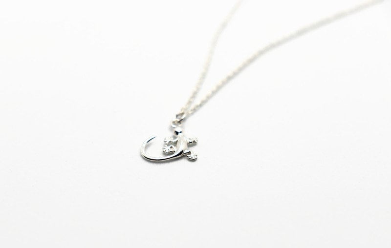 Sterling Silver Necklace | Gecko Silver Jewelry With Lizard Charm Pendant
