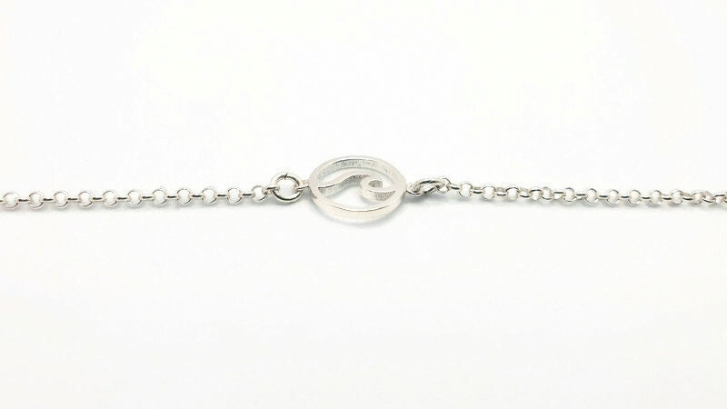 Sterling Silver Wave Bracelet – Adjustable Rolo Chain | Nautical Jewelry Gift