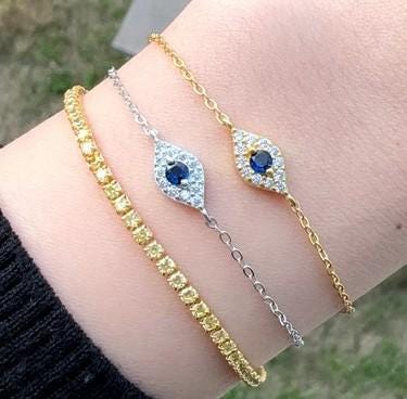 Evil Eye Bracelet – Adjustable Silver Or Gold Charm With Cubic Zirconia Jewelry