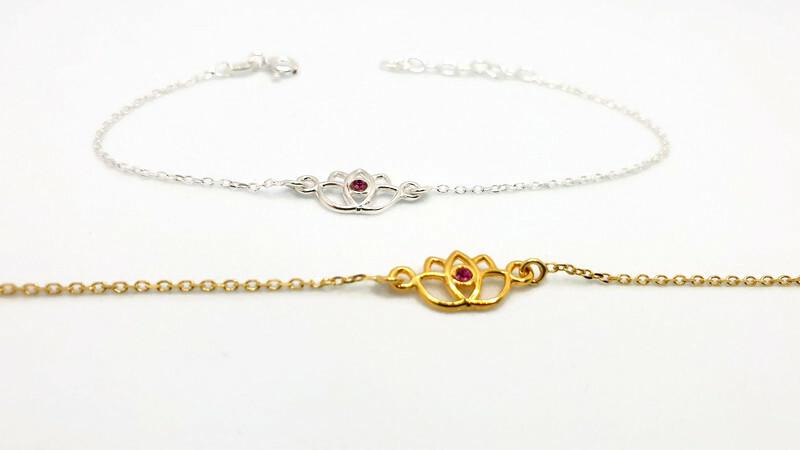 Sterling Silver Lotus Flower Bracelet: Yoga Jewelry with Cubic Zirconia