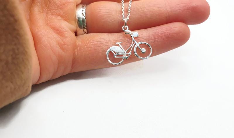 Bike Necklace Silver - Sterling Silver Pendant | Urban Bike Jewelry Charm