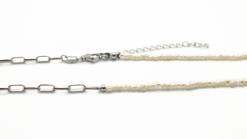 Freshwater Pearl Choker – Sterling Silver Necklace With Adjustable Chain
