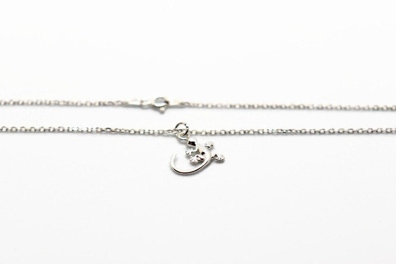 Sterling Silver Necklace | Gecko Silver Jewelry With Lizard Charm Pendant