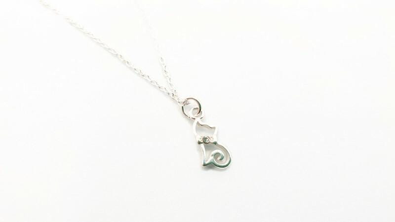 Sterling Silver Cat Pendant Necklace: Minimalist Animal Charm