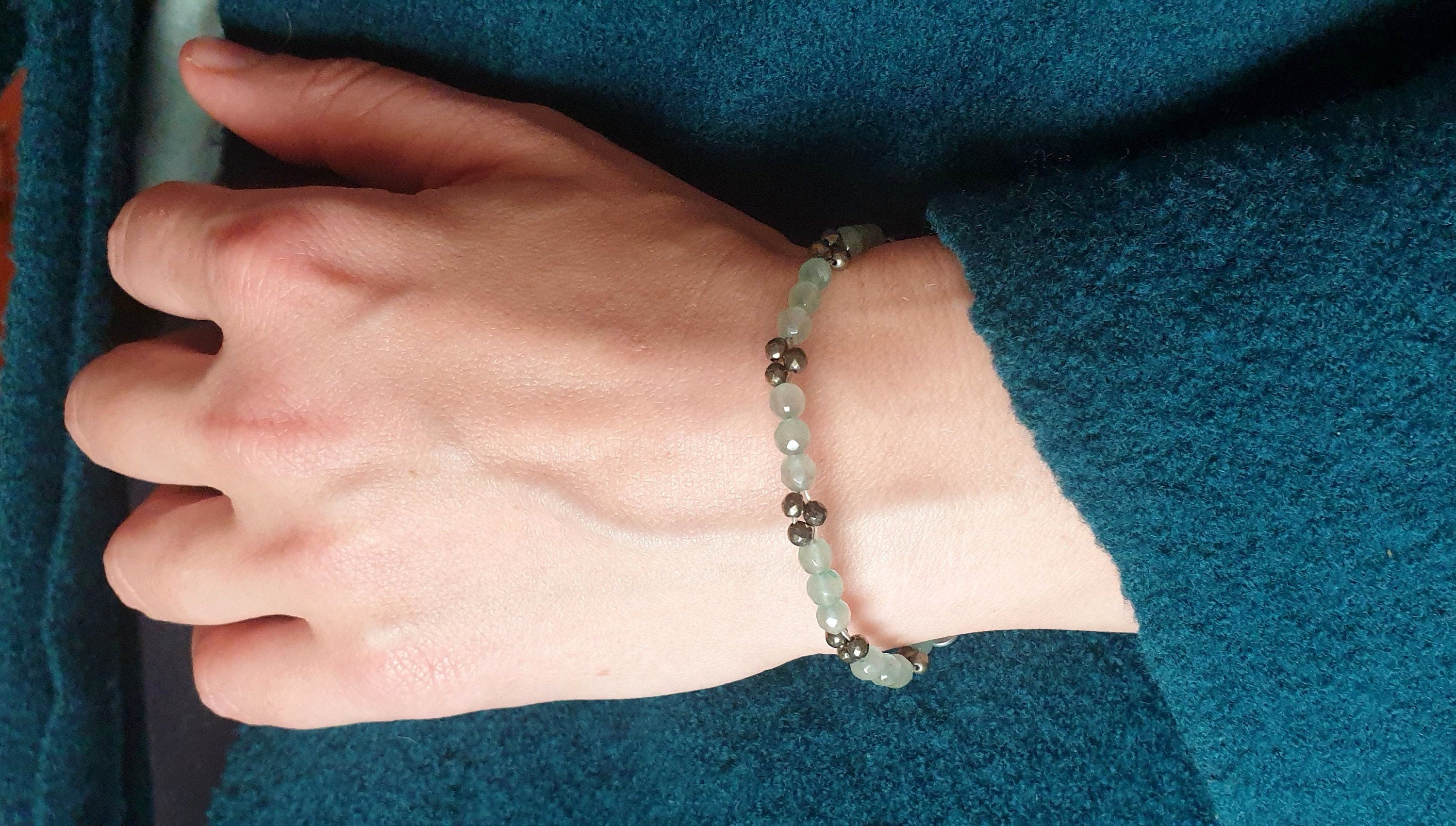 Aventurine Hematite Bracelet – Handcrafted Adjustable Gemstone Beaded Jewelry