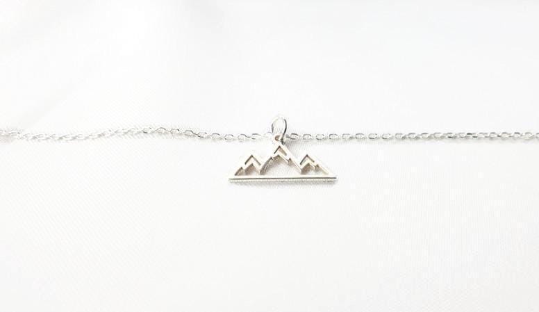 Sterling Silver Necklace – Minimalist Mountain Charm Pendant | Hiking Jewelry Gift