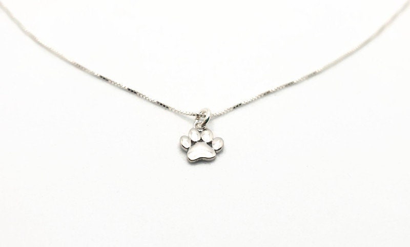 Paw Print Necklace Sterling Silver | Pet Memorial Jewelry Gift With Dog Paw Pendant