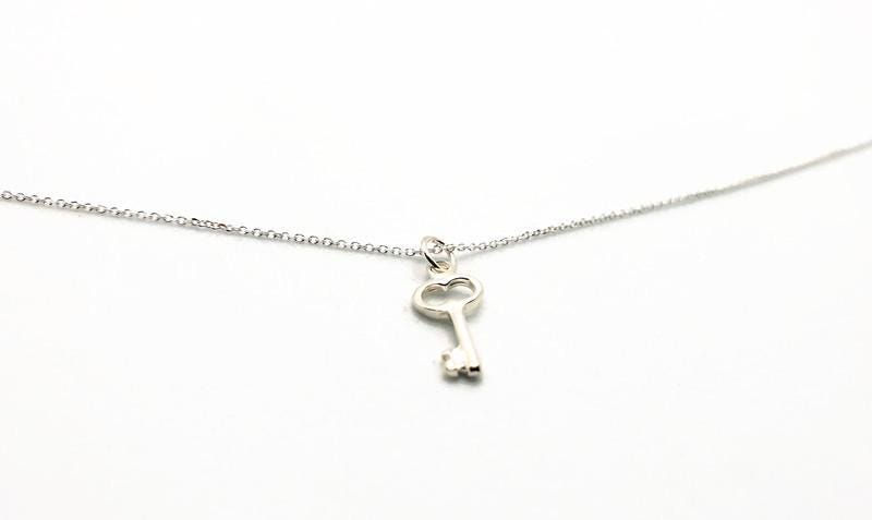 Sterling Silver Key Pendant Necklace, Minimalist Charm Jewelry