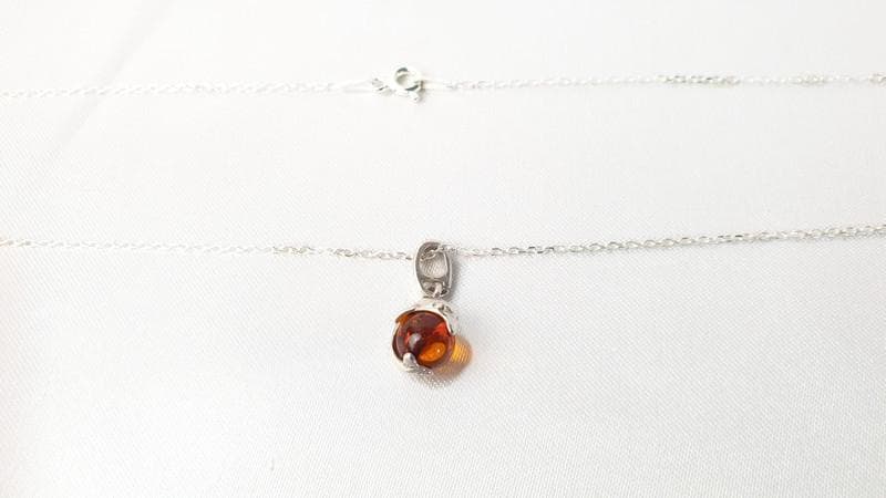 Amber Dolphin Pendant – Baltic Amber Jewelry with Honey Cognac Bead & Sterling Silver Necklace