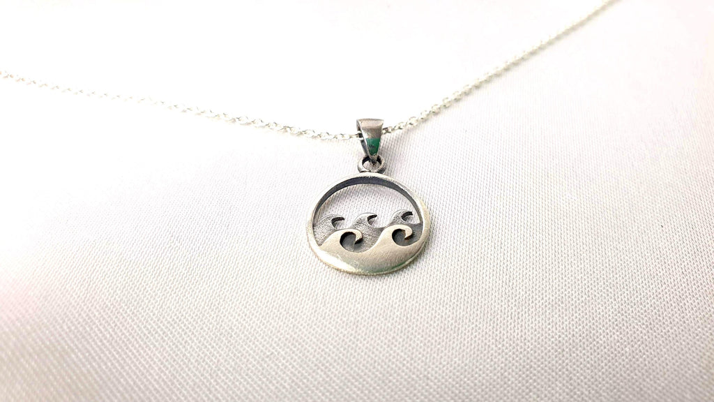 Silver Wave Necklace – Sterling Silver Pendant With Nautical Jewelry Charm