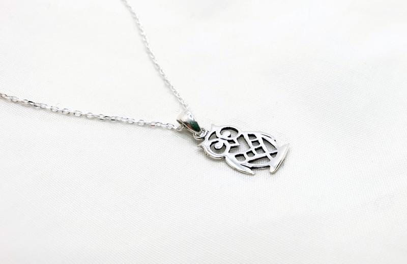 925 Sterling Silver Owl bird necklace, Wisdom Pendant Necklace, Forest Inspired Jewelry