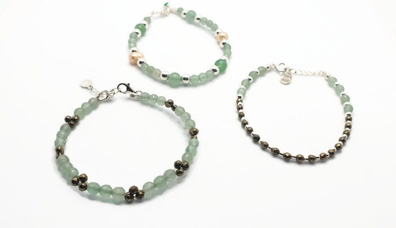 Aventurine Hematite Bracelet – Handcrafted Adjustable Gemstone Beaded Jewelry