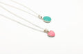 Sterling Silver Enamel Pendant Necklace: Heart or Circle Charm
