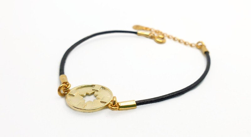 Wind Rose Bracelet – Adjustable Silver Or Gold Plated Leather Cord Jewelry