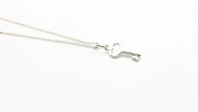 Sterling Silver Key Pendant Necklace, Minimalist Charm Jewelry
