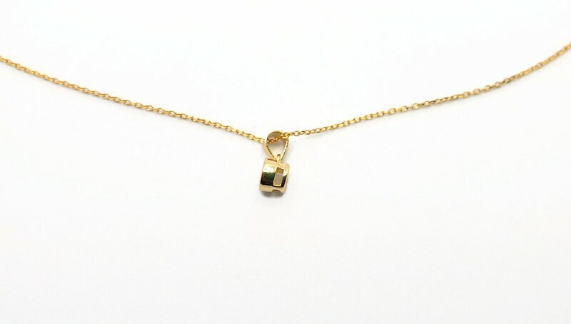 Cubic Zirconia and 18K Gold Plated Silver Necklace, Minimalist Elegant Pendant, Gemstone Quartz Jewelry