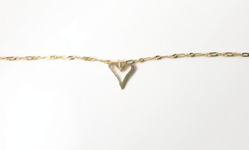 Heart Gold Plated Silver Pendanr Necklace, Delicate Romantic love Gift for Her