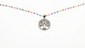 Sterling Silver Tree of Life Necklace: Colorful Enamel Chain, Cubic Zirconia Pendant