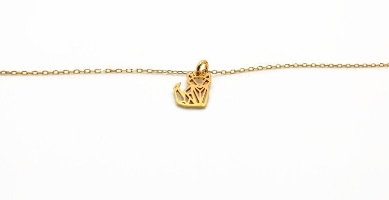 Origami Fox Necklace – Sterling Silver & 18K Gold Plated Pendant Jewelry