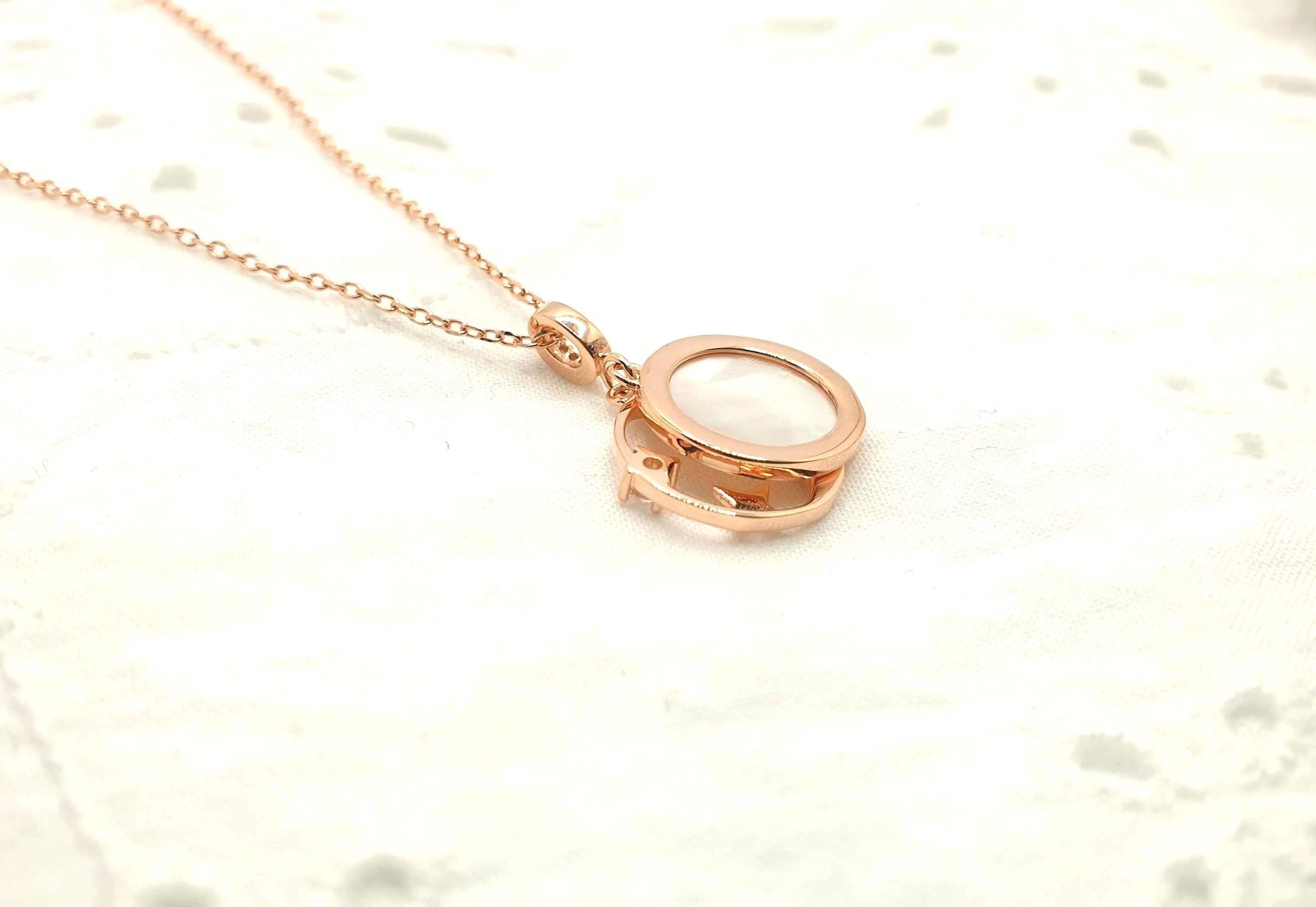 Rose Gold Crescent Moon Necklace: Mother of Pearl Star Pendant