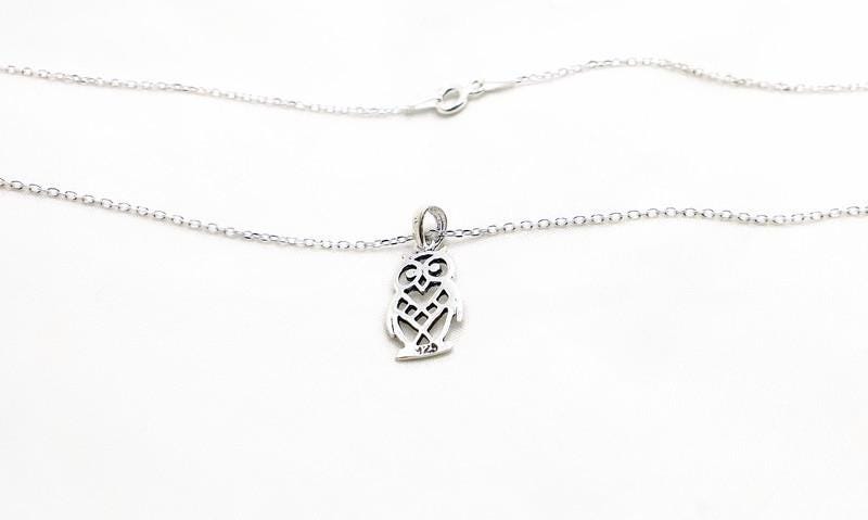 925 Sterling Silver Owl bird necklace, Wisdom Pendant Necklace, Forest Inspired Jewelry