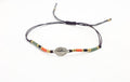 Silver and Japanese Miyuki Seed Beads, Miraculous Mary Medal Bracelet, Adjustable String Threat Silde Bracelet