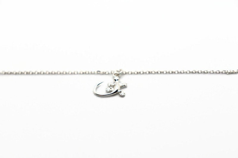Sterling Silver Necklace | Gecko Silver Jewelry With Lizard Charm Pendant