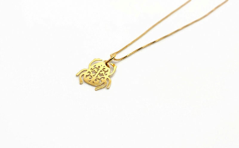 Scarab Beetle Necklace – Sterling Silver Necklace With Egyptian Pendant, Minimalist Design