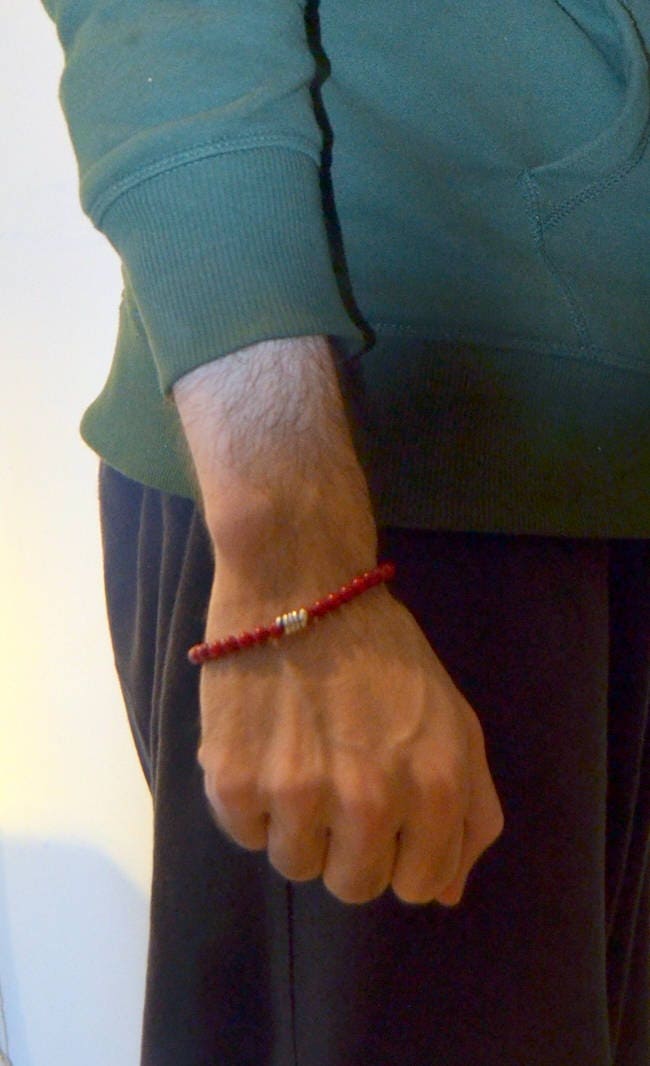 Red Bamboo Chilli Coral beaded bracelet, men's and women's unisex mala bracelet
