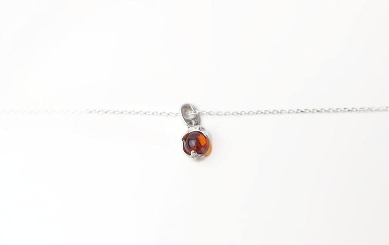 Amber Dolphin Pendant – Baltic Amber Jewelry with Honey Cognac Bead & Sterling Silver Necklace